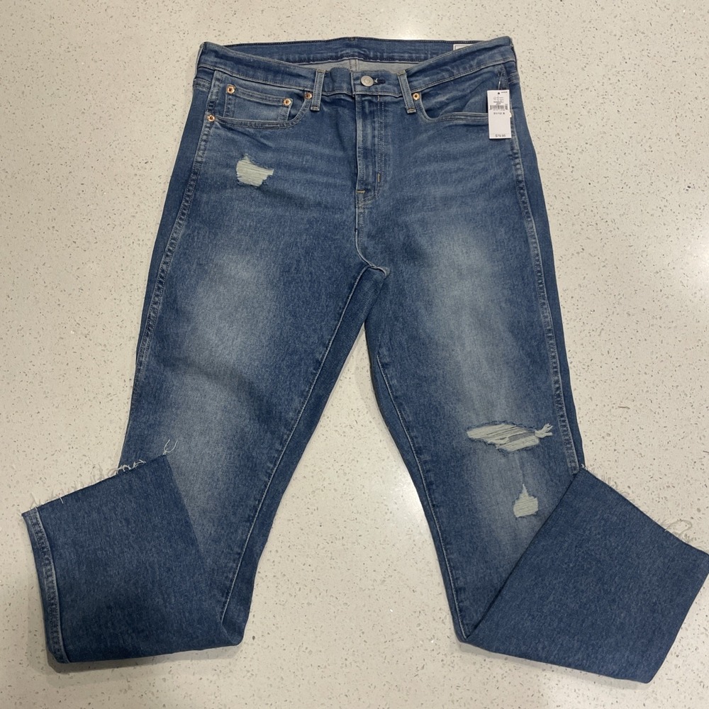 NWT Gap High Rise Vintage Slim Stretch Blue Jeans Womens Size 31/12R Distressed